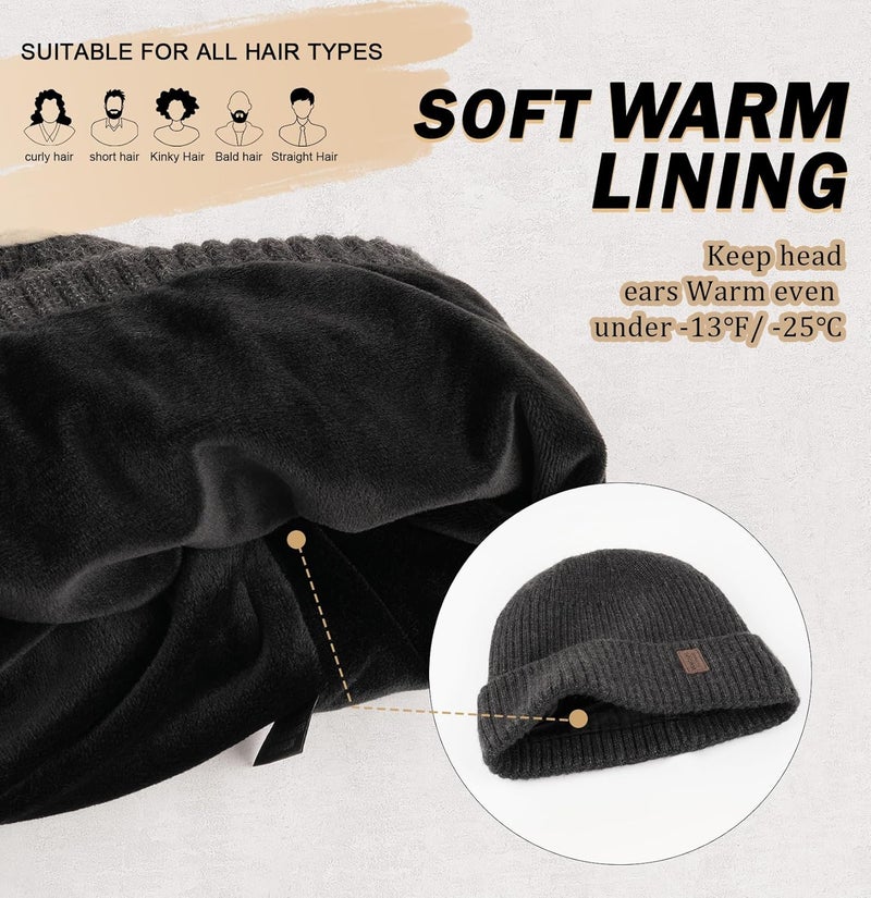 Wmcaps Warm Beanie for Men Women, Fleece Lined Beanie Warm Winter Caps Unisex Fashion Knit Cuffed Cap - Image 2